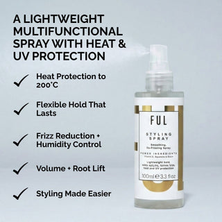 FUL Styling Spray 100ml – Heat Protectant & Volumising Mist for Frizz-Free Daily Styling