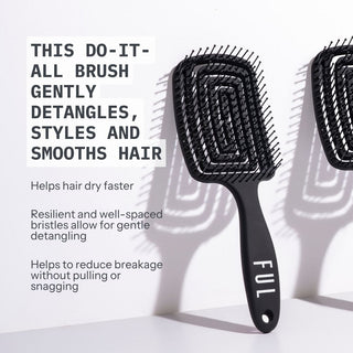 FUL Vented Hair Brush Black – Fast Blowdry Detangler with Anti-Static, Frizz Control Design