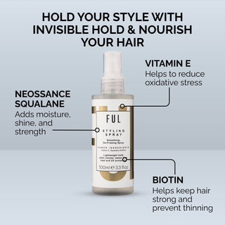 FUL Styling Spray 100ml – Heat Protectant & Volumising Mist for Frizz-Free Daily Styling