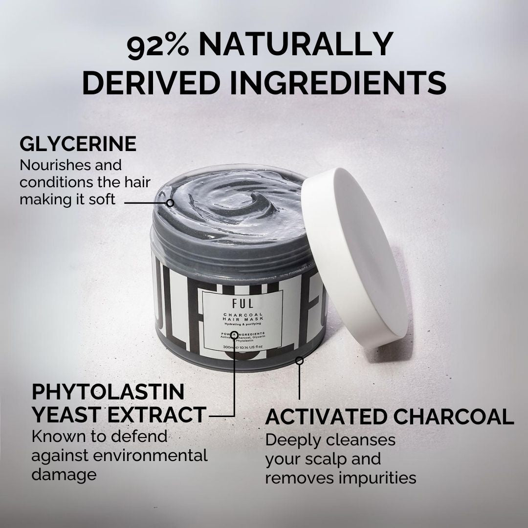 FUL Charcoal Hair Mask 300ml – Deep Cleansing & Detox Treatment for Oily Hair & Scalp | Purifies & Balances - The LTL Shop