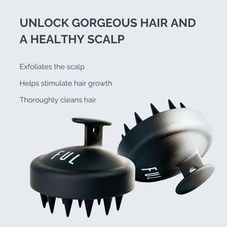 FUL Scalp Massager Brush In Black – Silicone Exfoliator For Hair Growth, Flakes & Deep Cleansing - The LTL Shop