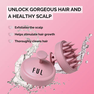 FUL Scalp Massager Brush Pink – Silicone Exfoliator for Hair Growth, Flakes & Deep Cleansing - The LTL Shop