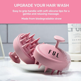 FUL Scalp Massager Brush Pink – Silicone Exfoliator for Hair Growth, Flakes & Deep Cleansing - The LTL Shop