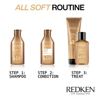 Redken All Soft Shampoo & Conditioner 1000ml and FUL Wide Tooth Comb Bundle