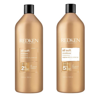 Redken All Soft Shampoo & Conditioner 1000ml and FUL Wide Tooth Comb Bundle