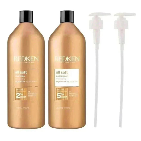 Redken All Soft Shampoo & Conditioner 1000ml Bundle with 2 x Pumps - The LTL Shop