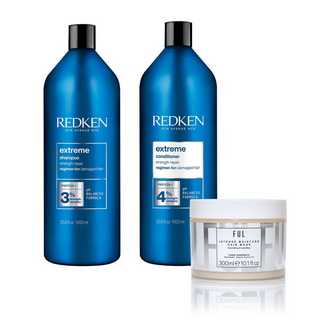 Redken Extreme Shampoo & Conditioner 1000ml and FUL Moisture Mask Bundle