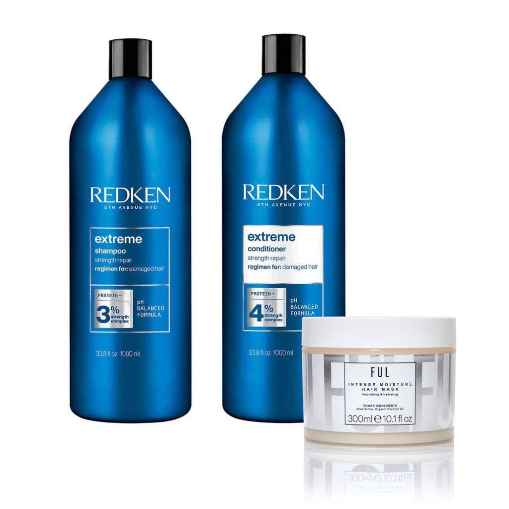 Redken Extreme Shampoo & Conditioner 1000ml and FUL Moisture Mask Bundle - The LTL Shop